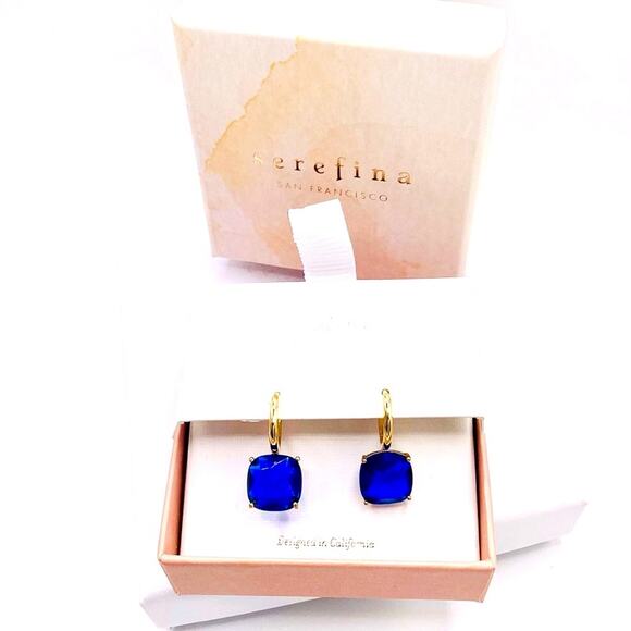 Serefina Gold and Royal Blue Drop Earrings - Picture 1 of 7